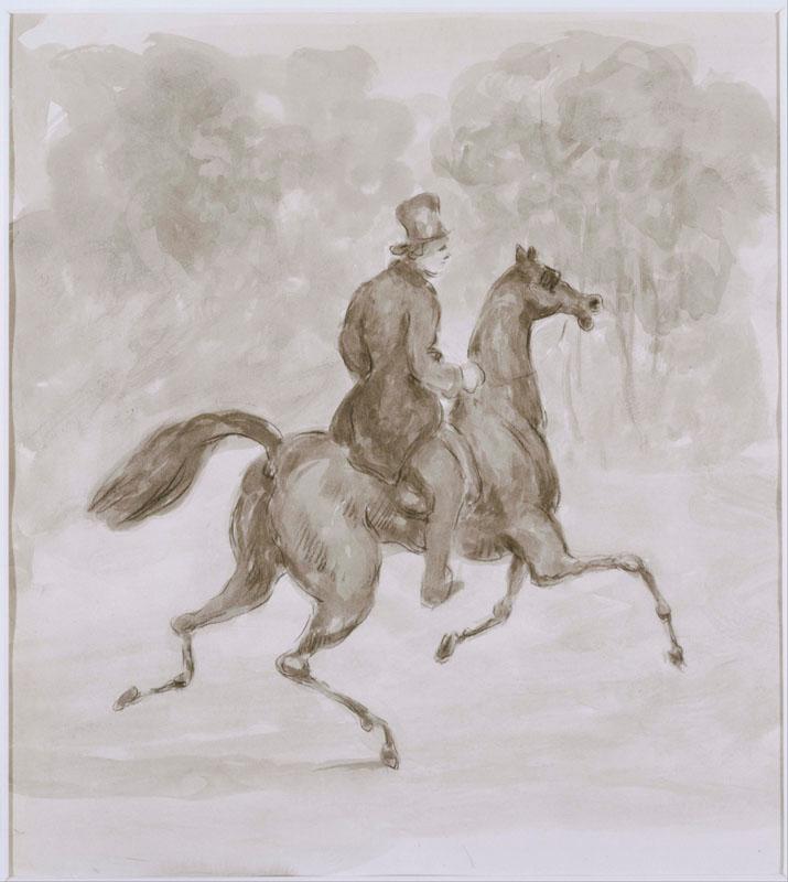 Constantin Guys (1802-1892)-Man on Trotting Horse