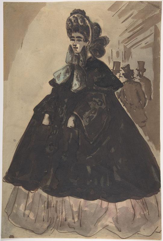 Constantin Guys--A Lady in a Bonnet and Coat