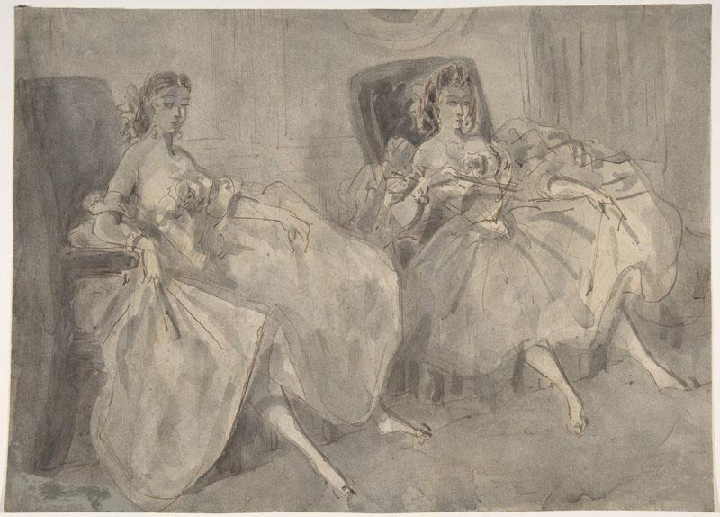 Constantin Guys--Two Seated Women