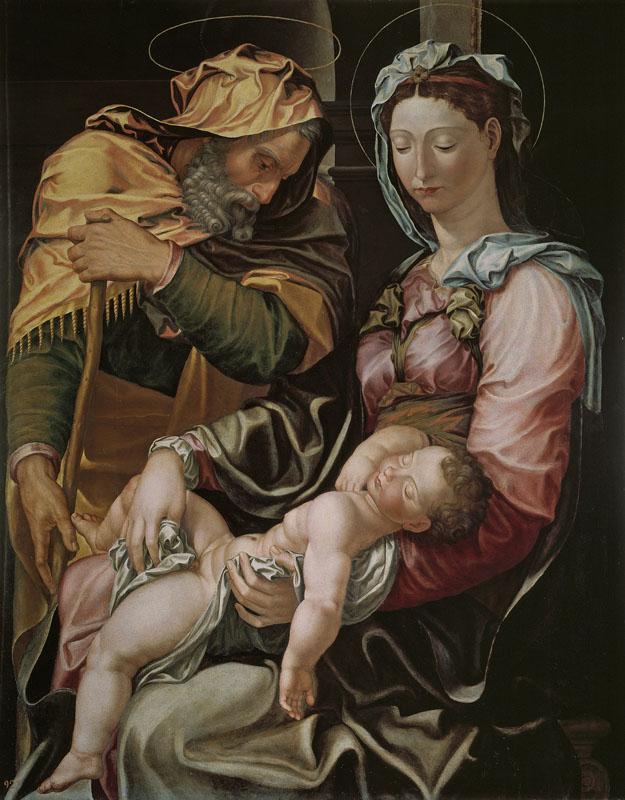 Conte, Jacopo dal (Atribuido a)-La Sagrada Familia-105 cm x 100 cm