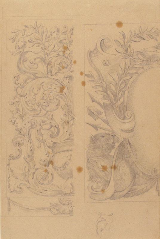 Copy after Agostino (Stanzani) Mitelli--Left Part of the Drawing Floral Ornaments