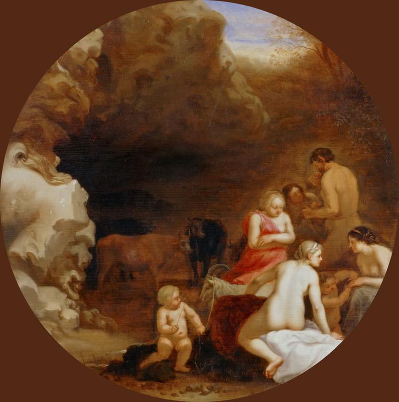 Cornelis van Poelenburgh (1594 or 1595-1667) -- Nymph and Satyr at the Entrance to a Cave
