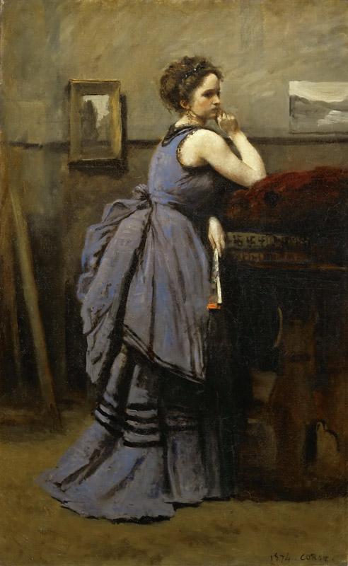 Corot, Jean-Baptiste Camille -- La dame en bleu-Lady in blue