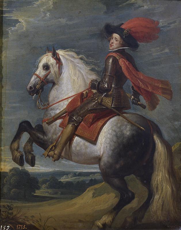 Crayer, Gaspar de-Felipe IV a caballo-28 cm x 22 cm