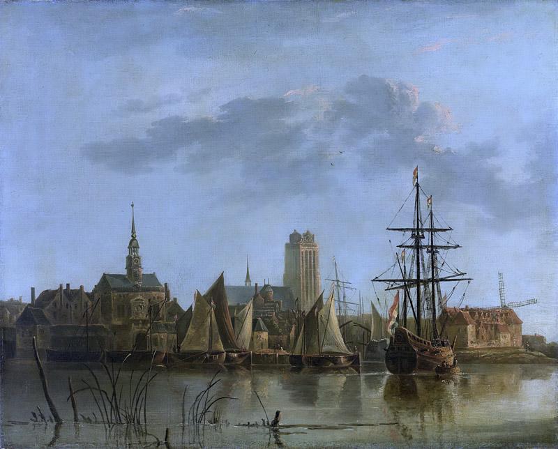 Cuyp, Aelbert -- Gezicht op Dordrecht bij zonsondergang, 1700-1799