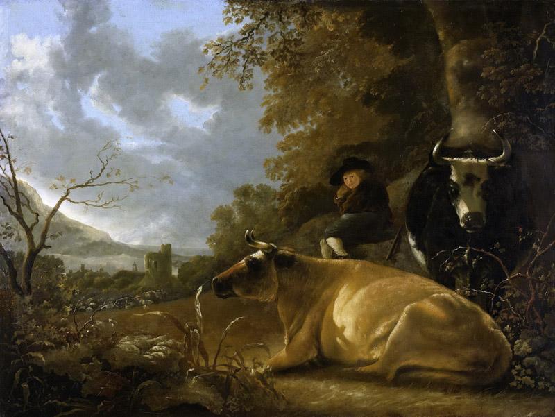 Cuyp, Aelbert -- Landschap met koeien en herdersjongen, 1650-1670