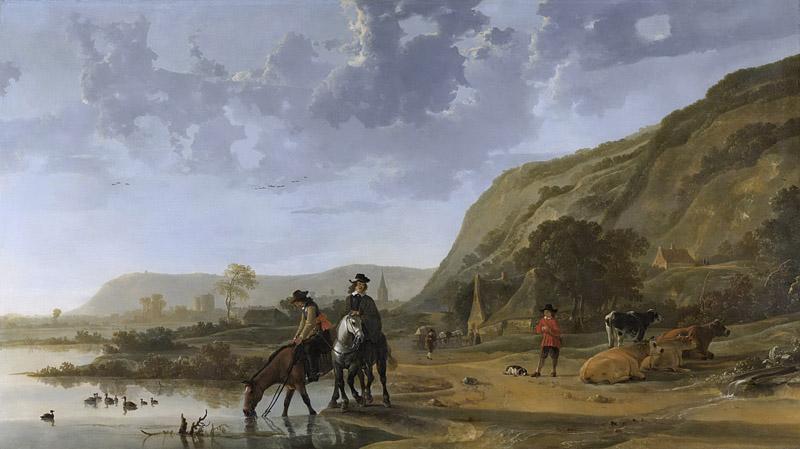 Cuyp, Aelbert -- Rivierlandschap met ruiters, 1653 - 1657
