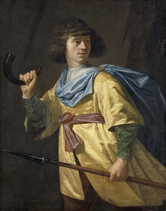 Danckerts de Rij, Peter -- Portret van een jonge man met spies en jachthoorn, 1635