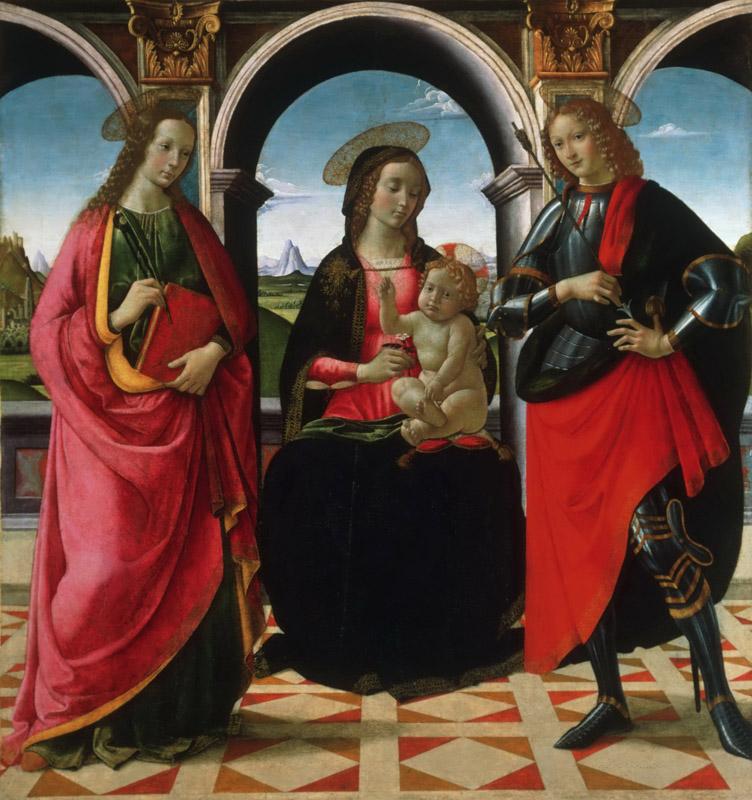 David Ghirlandaio (David Bigordi), Italian (active Florence), 1452-1525 -- Virgin and Child, with Saints Apollonia and Sebastian