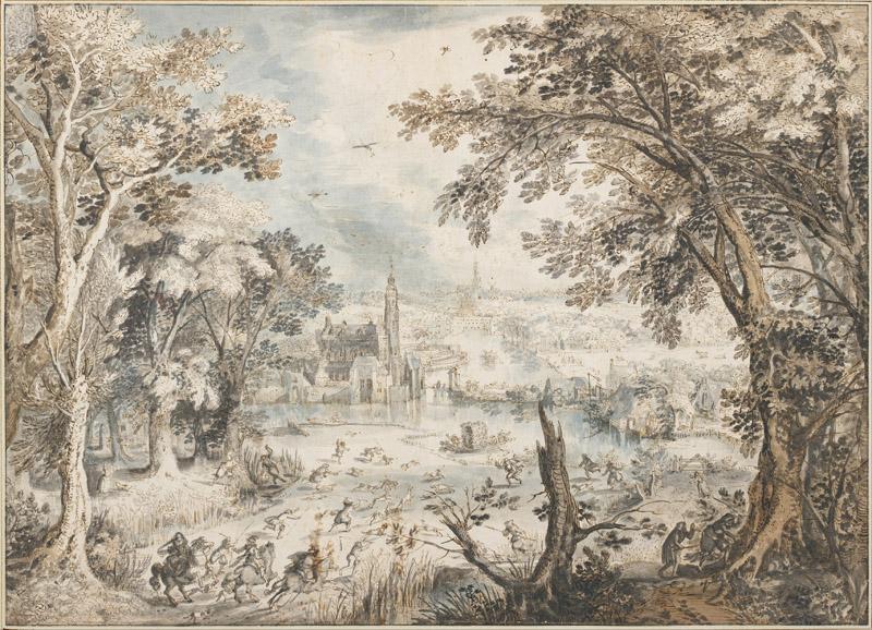 David Vinckboons (1576-1629)-Landscape with a Hare Hunt, 1601-16