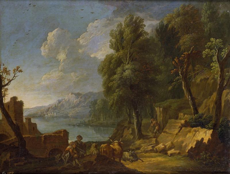 Decker, Cornelis Gerritsz.-Paisaje con pastores-49 cm x 63 cm