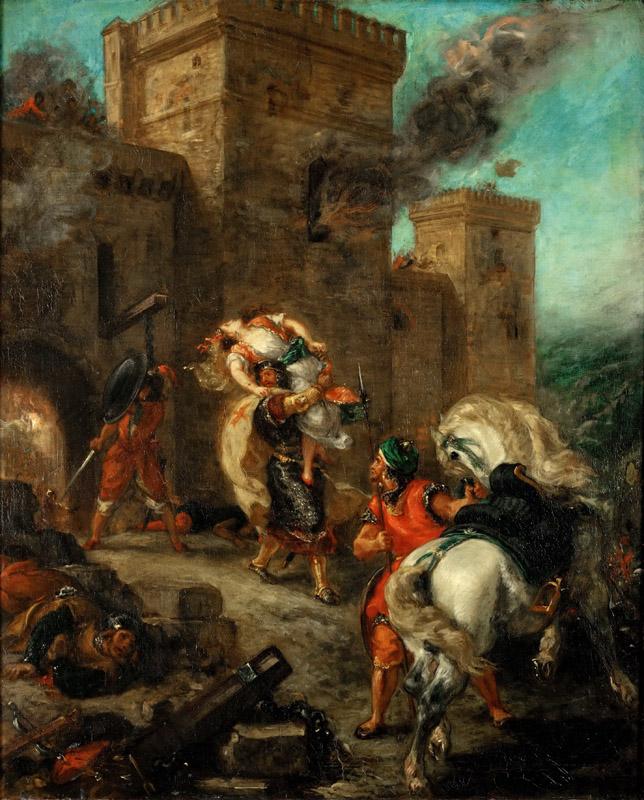 Delacroix, Eugene -- Rebecca enleve par le Templier pendant le sac du chateau