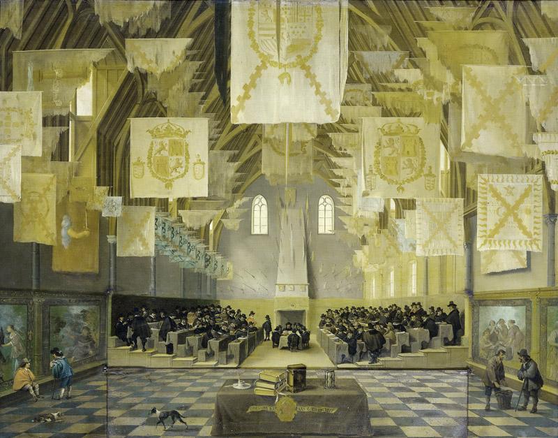 Delen, Dirck van -- De grote zaal op het Binnenhof, Den Haag, tijdens de grote vergadering der Staten Generaal in 1651