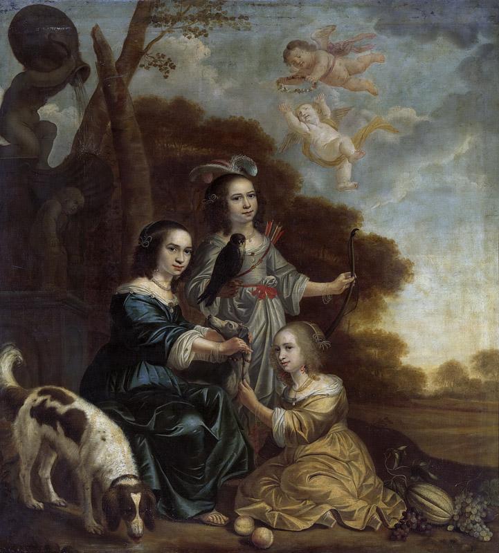 Delff, Jacob Willemsz. (II) -- Portret van Geertruyt, Margriet en Anna Delff, de dochters van de kunstenaar, 1660