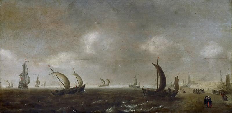 Diest, Willem van -- Zeegezicht aan het strand te Scheveningen, 1640 - 1660