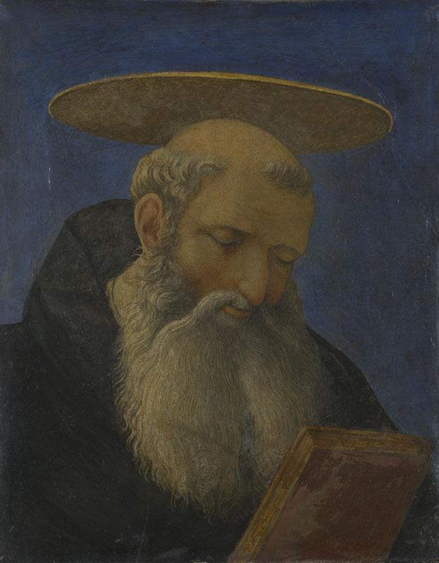 Domenico Veneziano - Head of a Tonsured, Bearded Saint