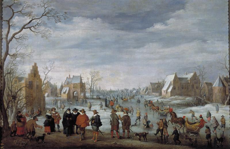 Droochsloot, Joost Cornelisz-Paisaje invernal con patinadores-75 cm x 111 cm