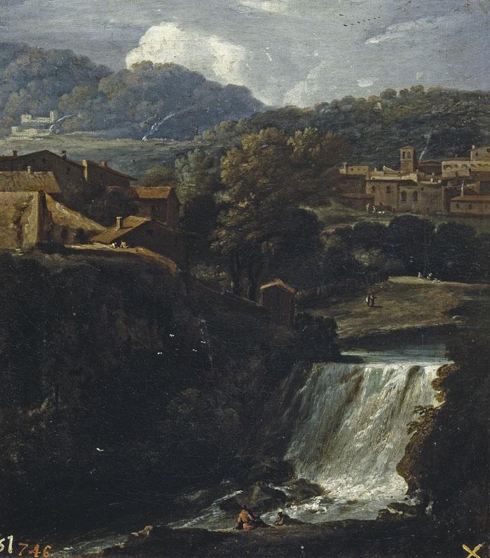 Dughet, Gaspard-Paisaje con cascada-30 cm x 26 cm