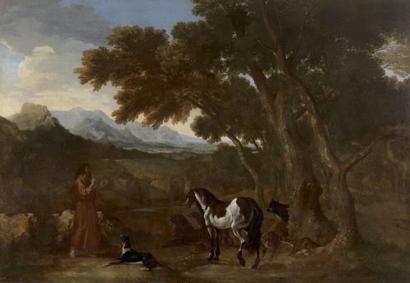 Dughet, Gaspard-Paisaje con un anacoreta predicando a los animales-161 cm x 235 cm