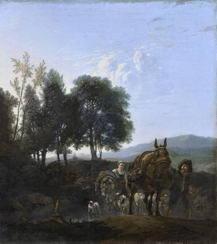 Dujardin, Karel -- Landschap met muilezeldrijver, 1650-1655