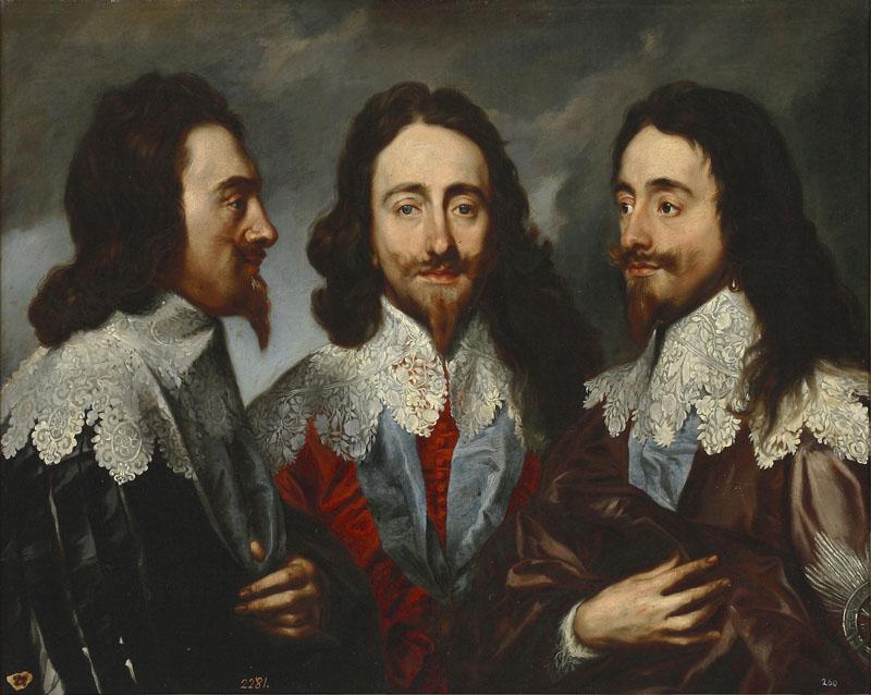 Dyck, Antonio van (Copia)-Carlos I de Inglaterra en tres posturas-81 cm x 99 cm