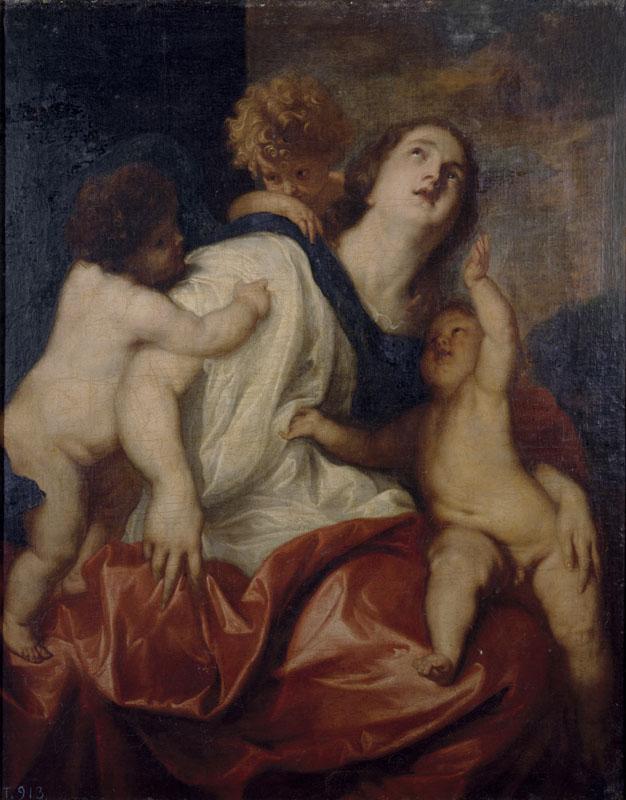 Dyck, Antonio van (Taller de)-La Caridad-109 cm x 87 cm