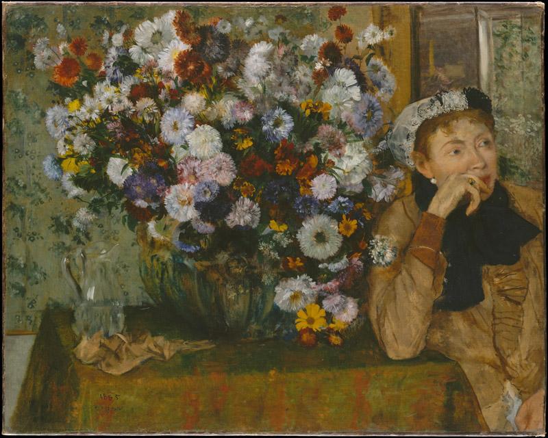 Edgar Degas--A Woman Seated beside a Vase of Flowers