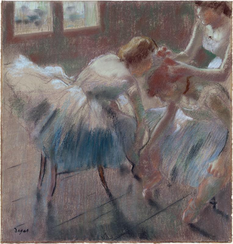 Edgar Degas--Three Dancers Preparing for Class