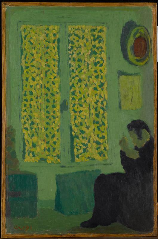 Edouard Vuillard--The Green Interior (Figure Seated by a Curtained Window)