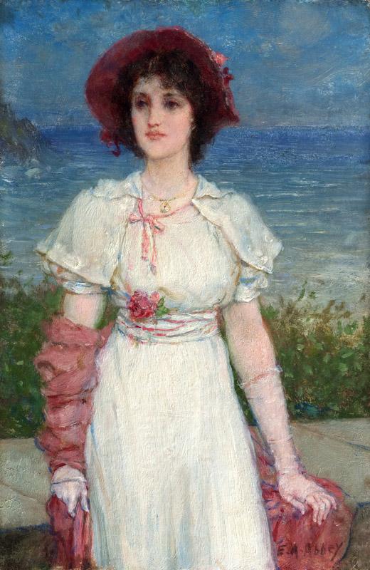 Edwin Austin Abbey, American, 1852-1911 -- Young Woman in White by the Sea