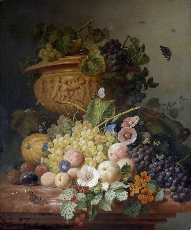 Eelkema, Eelke Jelles -- Stilleven met bloemen en vruchten, 1824