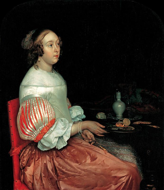 Eglon van der Neer - Young Woman at Breakfast, 1665 d