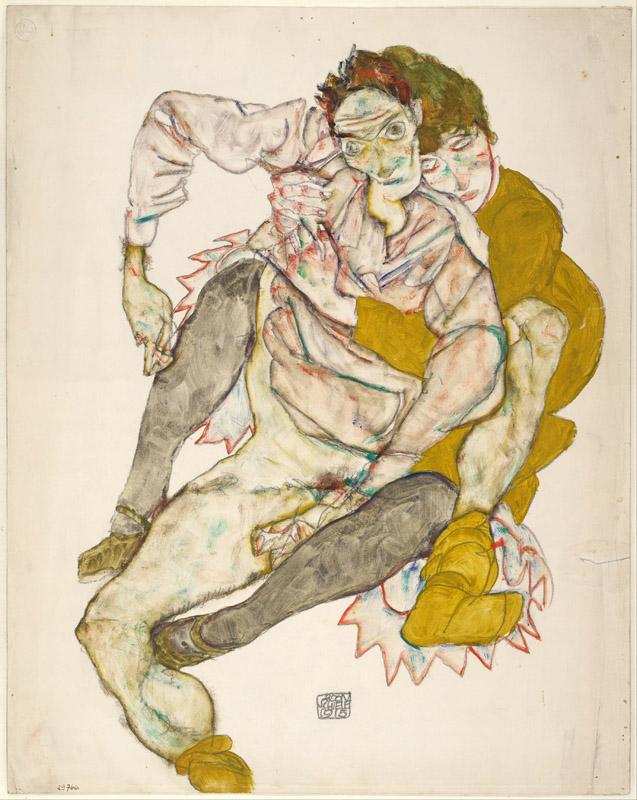 Egon Schiele (1890-1918)-Seated Couple, 1915