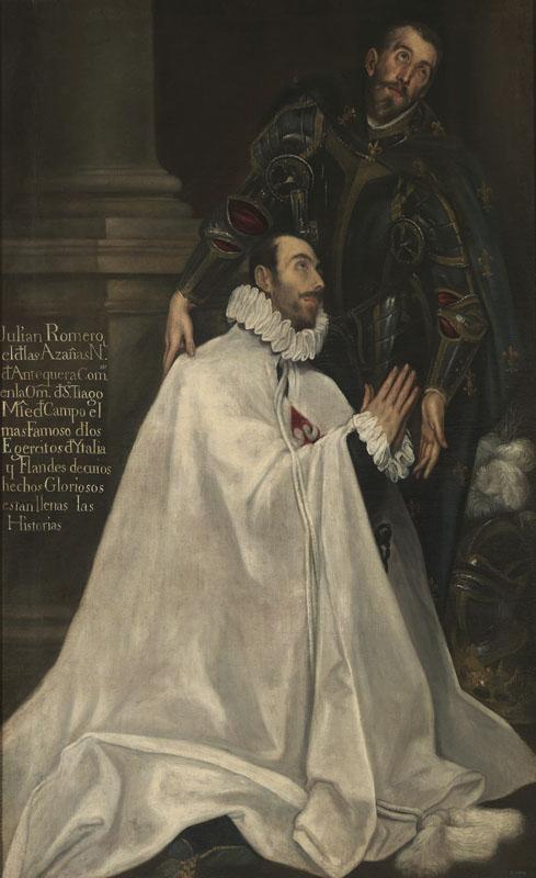 El Greco (Seguidor de)-Julian Romero y su santo patrono-207 cm x 127 cm
