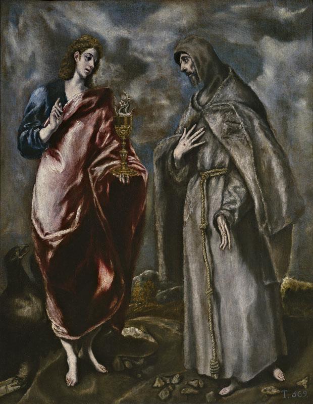 El Greco (Taller de)-San Juan Evangelista y San Francisco de Asis-64 cm x 50 cm
