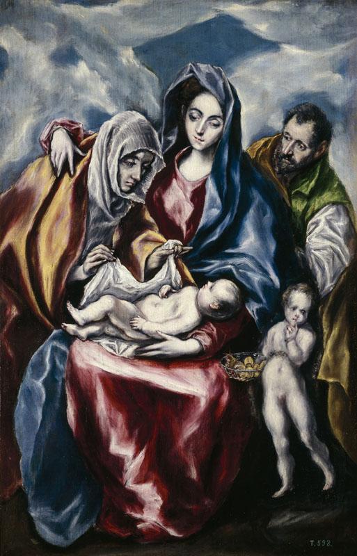 El Greco-La Sagrada Familia con Santa Ana y San Juanito-107 cm x 69 cm