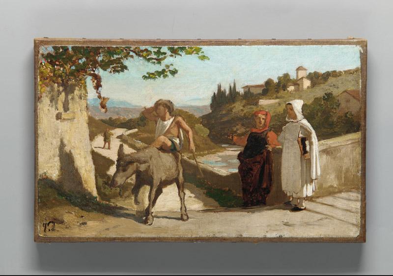 Elihu Vedder--The Fable of the Miller, His Son, and the Donkey--