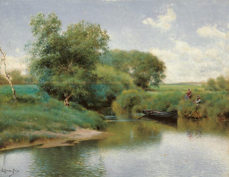 Emilio Sanchez-Perrier Boating on the River