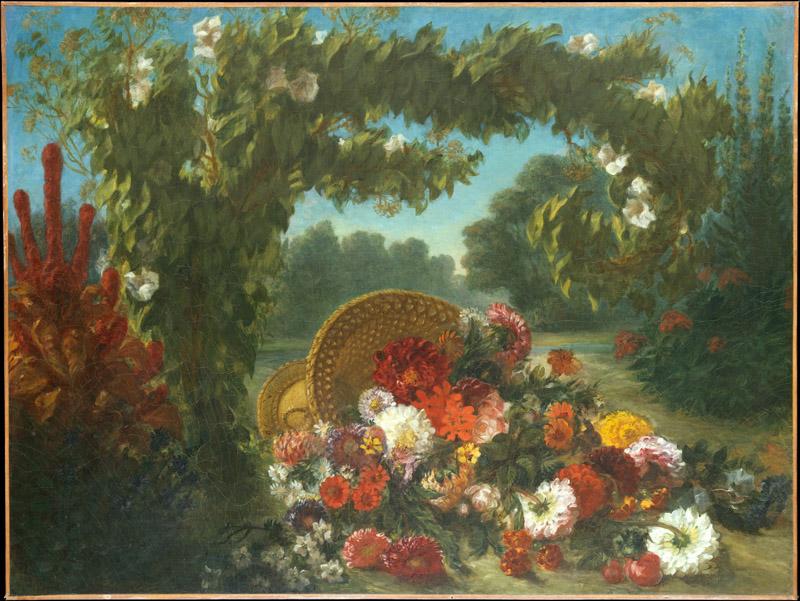 Eugene Delacroix--Basket of Flowers