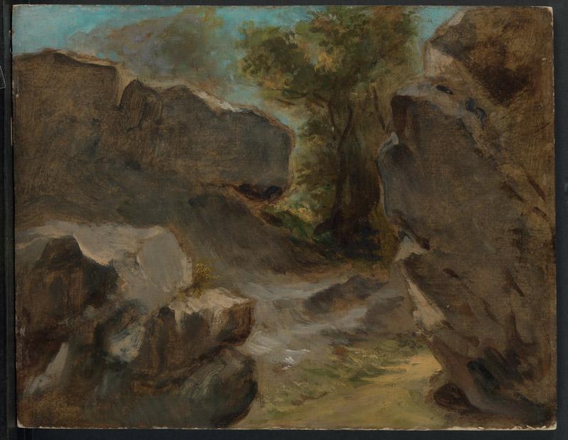Eugene Delacroix--Landscape with Rocks, Augerville