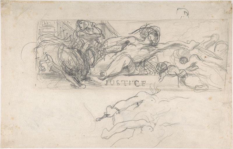 Eugene Delacroix--Study for an allegorical figure of Justice in the ceiling decoration