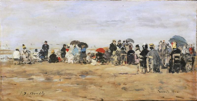 Eugene-Louis Boudin, French, 1824-1898 -- Beach at Trouville