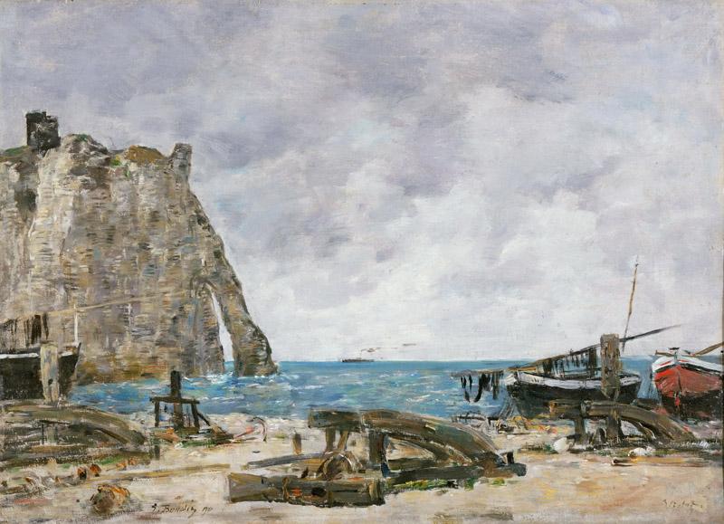 Eugene-Louis Boudin, French, 1824-1898 -- Beach at etretat