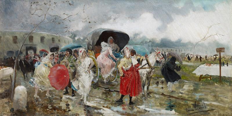 Eugenio Lucas Villaamil Leaving the Bullring Rain