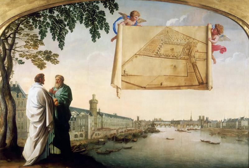 Eustache Le Sueur -- Plan of the Chartreuse de Paris carried by two angels