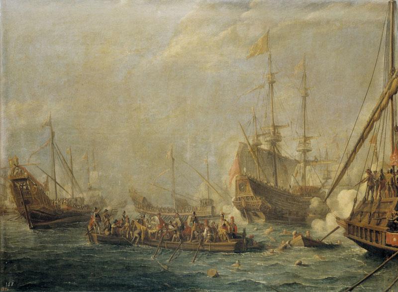 Eyck, Gaspar van-Combate naval entre turcos y malteses-87 cm x 118 cm