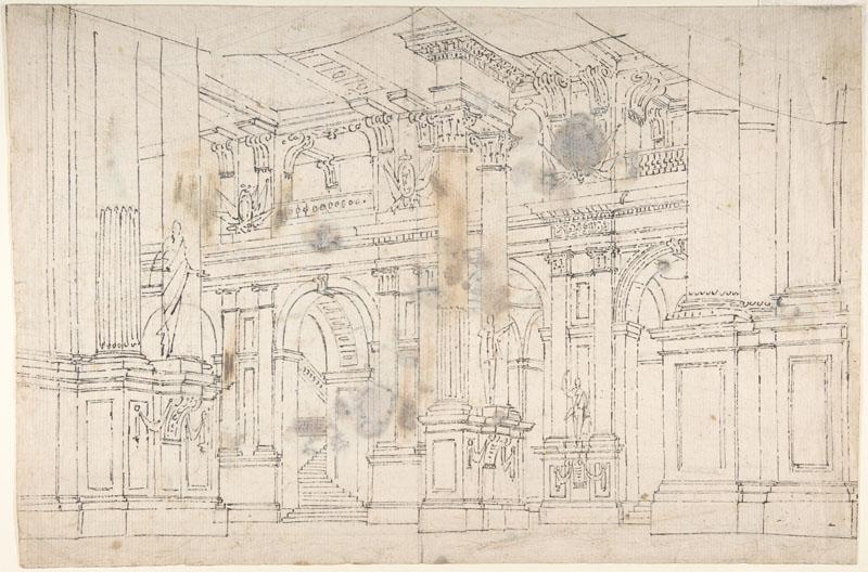 Fabrizio Galliari--Outline Drawing Stage Set Design for a Performance