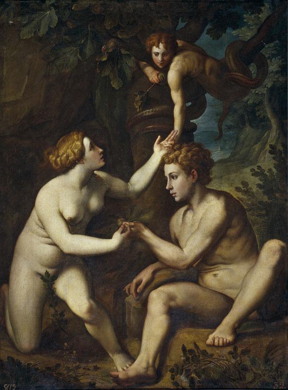 Facchetti, Pietro (Copia de Salviati, Francesco)-Adan recibiendo de Eva el Fruto Prohibido