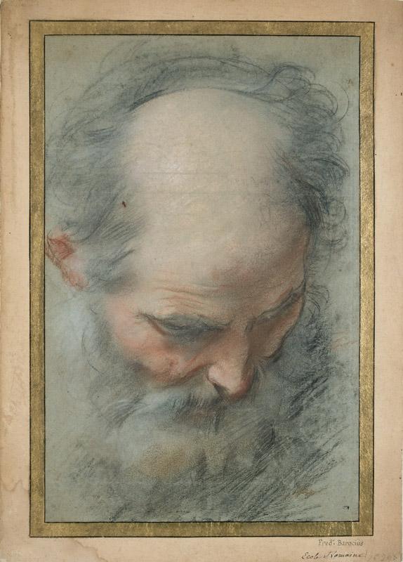 Federico Barocci -- Head of a bald and bearded old Man looking down