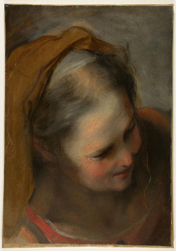 Federico Barocci--Head of an Old Woman Looking to Lower Right